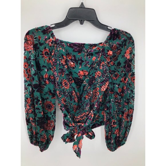 Anthropologie Surplice Tie-Front Blouse in green, size XS, perfect condition - Picture 4 of 10